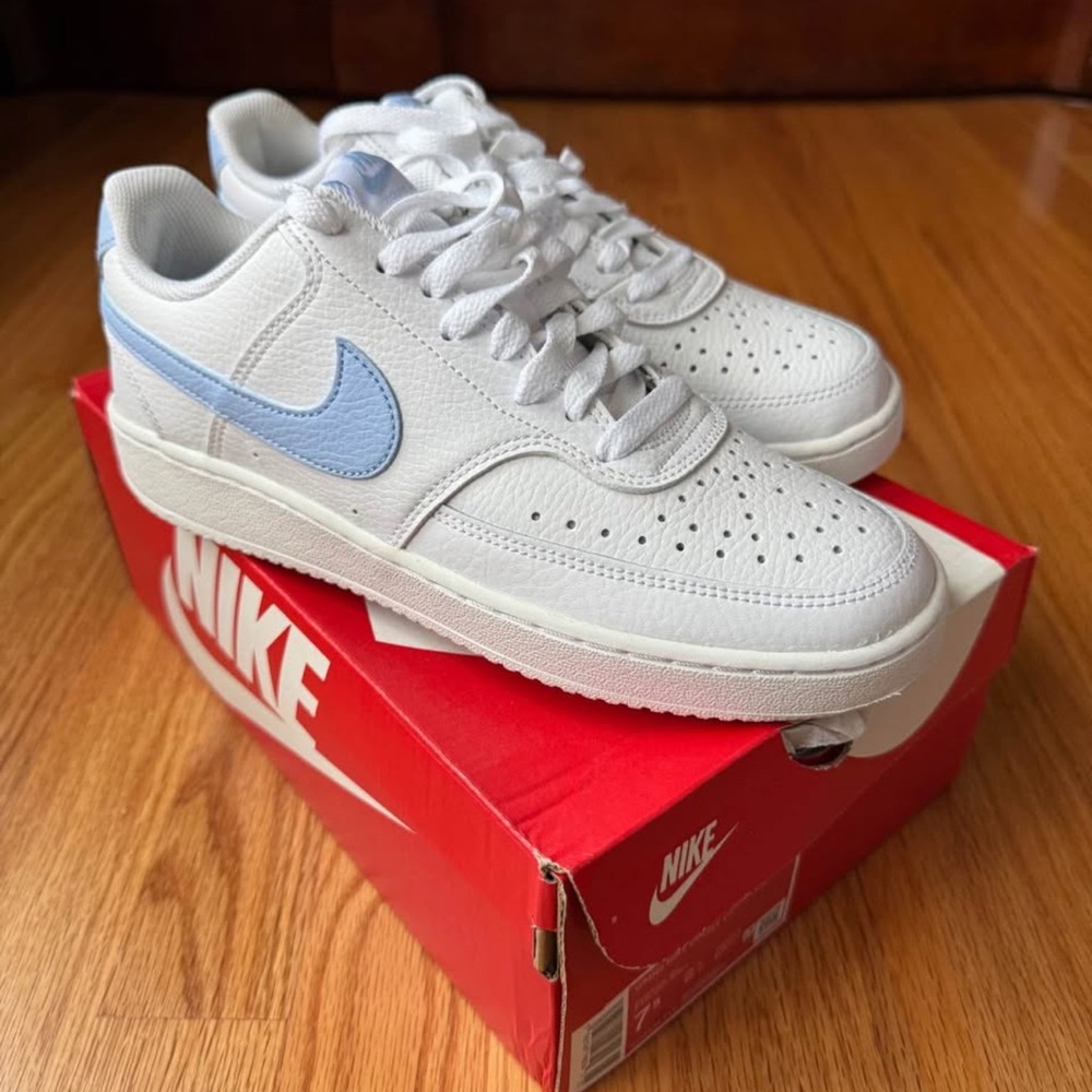 Nike White and Light Blue Sneakers